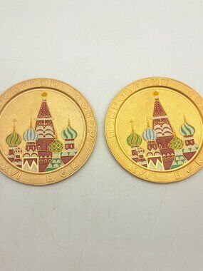 Soviet Souvenir Plaques Saint Basil's Cathedral 1972